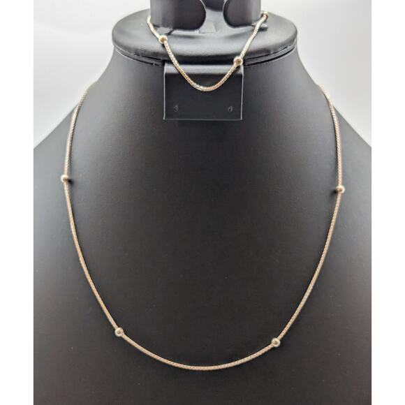 VTG 925 Sterling Box Chain Bead Ball Station 20" Necklace & 9" Bracelet Set - Picture 1 of 8